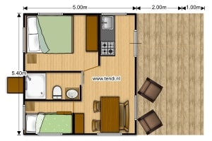 Tente Lodge Confort (2 Chambres) + Terrasse Couverte