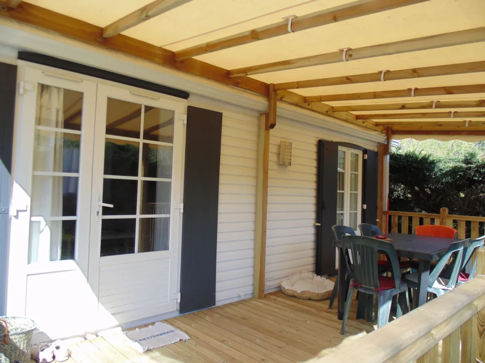 Mietunterkunft - Mobilheim Standard 2 Zimmer + Überdachte Terrasse 15M² + Fernsehen - Camping La Clairière