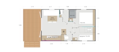 Mobil-home Premium - 26m² - 2 bedrooms + terrace + tv — 2