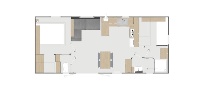 Mobil-Home Premium+ 36M² 2 Chambres + Terrasse Couverte 18M² + Tv+Clim+Lv