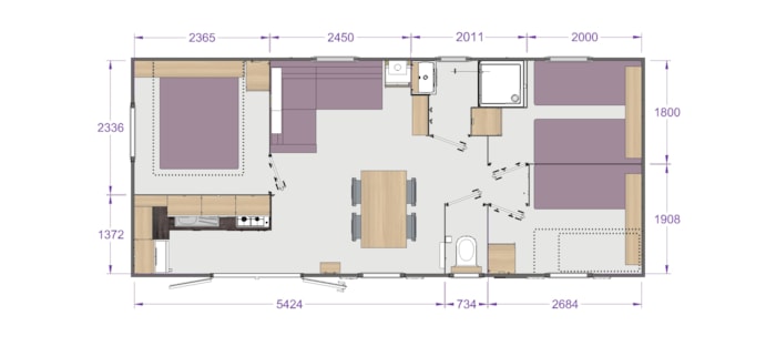 Mh Premium + 40M² 3 Chambres + 1 Sdb + Terrasse Couverte 18M² + Tv+Lave Vaisselle+Clim