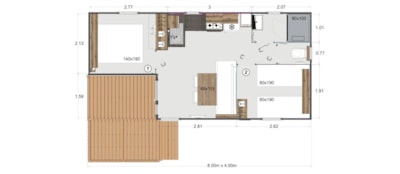 Mobil-home Premium - 26m² - 2 bedrooms + terrace + tv — 7