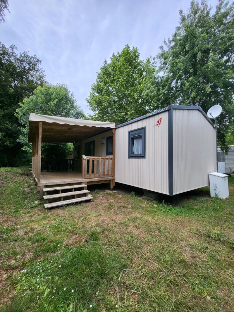Mobilheim Premium  - 33-36m² - 3 Schlafzimmer + überdachte Terrasse 13m² + TV