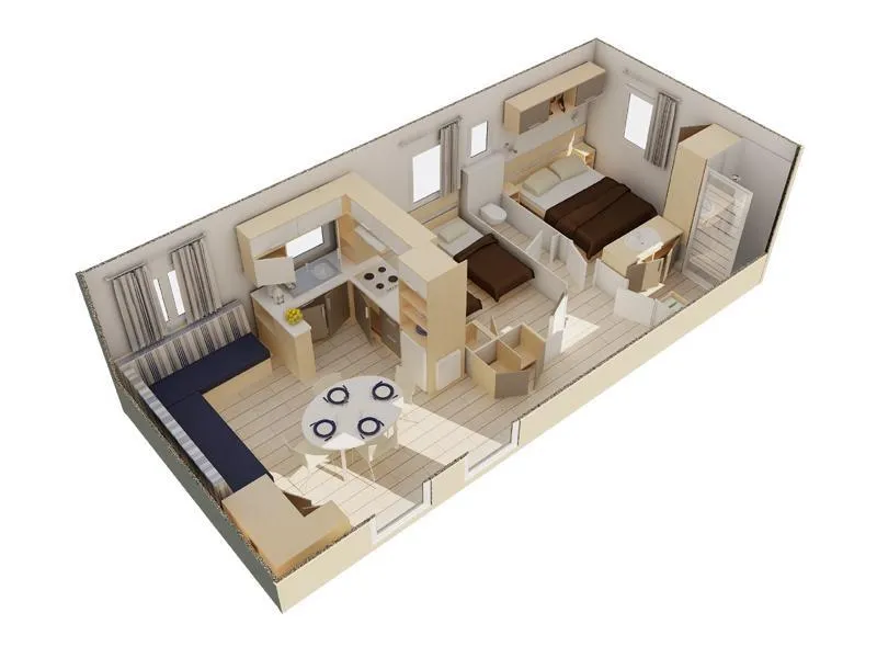 Location - Mobil Home Maldives Panoramique 2 Chambres Terrasse - Camping La Ferme du Bord de Mer