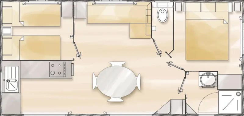 Mobil-Home Filcmare 2 Chambres Avec Terrasse