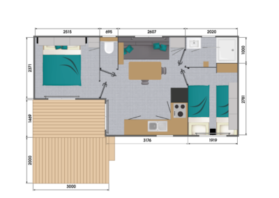 Mobil home Pacifique - 2 bedrooms terrace, sea view — 4