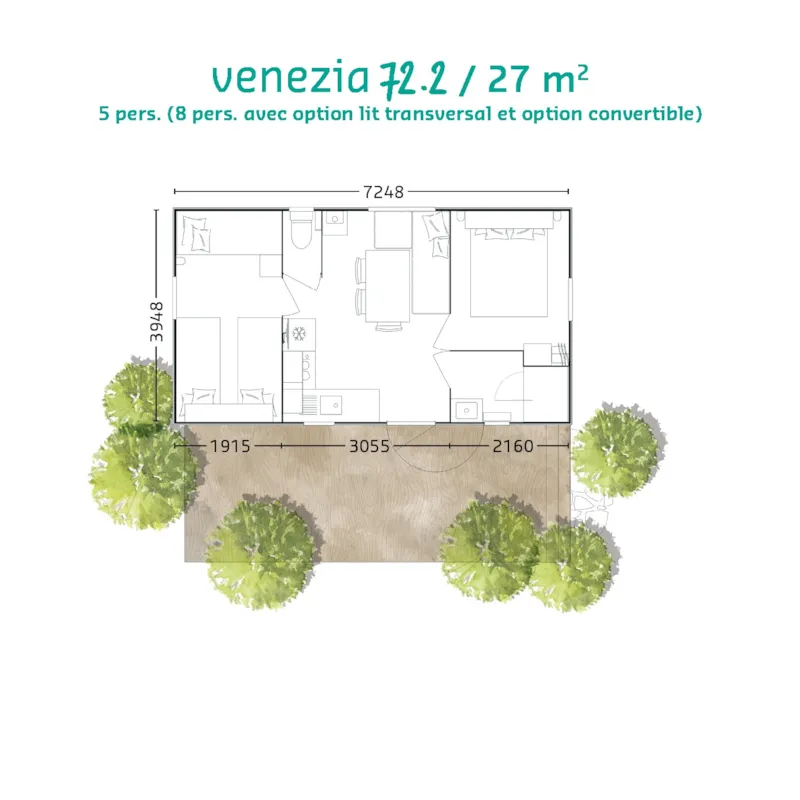 Mobil-Home Venézia 2 Chambres Avec Terrasse