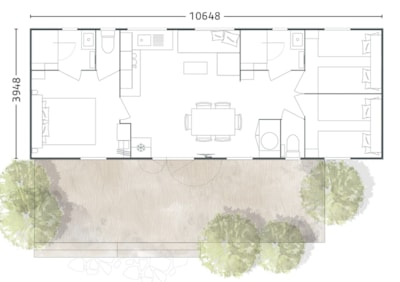 Mobil-home Natura - 3 bedrooms - 2 bathrooms -TV+Dishwasher with XXL terrace, sea view — 3