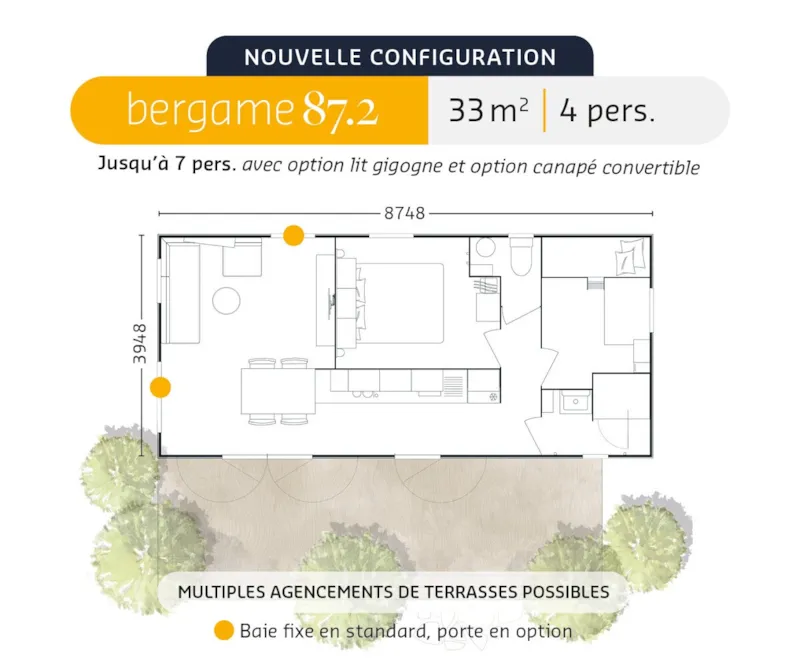 Mobil-Home Natura Panoramique 33M², 2 Chambres, Terrasse Xxl, Tv, Lv