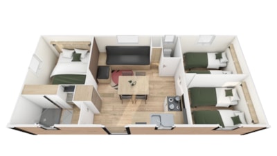 Homeflower Premium 33.5m² - 3 bedrooms - Half-covered terrace + Dishwasher + BBQ