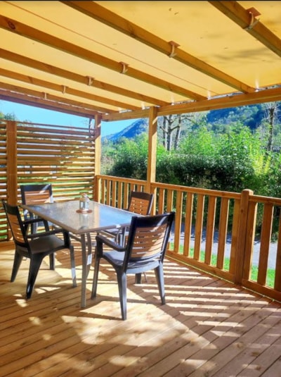 Mobile-home Confort COSY 23m² - 2 bedrooms - Half-covered terrace 17m² + BBQ - D/M