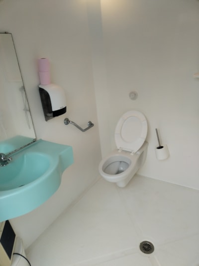 Premium pitch: wooden terrace, picnic table and private sanitary facilities