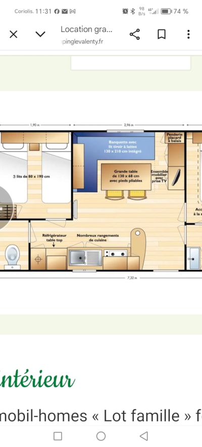 Mobile-home 2 bedrooms  Lot famille