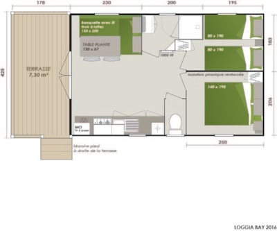 Mobil Home Comfort Loggia - 2 Rooms