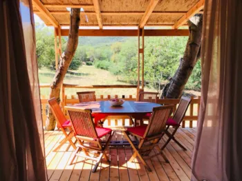 Mietunterkunft - Lodge Luxe Naturansicht - Camping Au Paradis des Campeurs