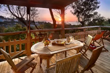 Mietunterkunft - Lodge Luxus Panorama-Meerblick - Camping Au Paradis des Campeurs