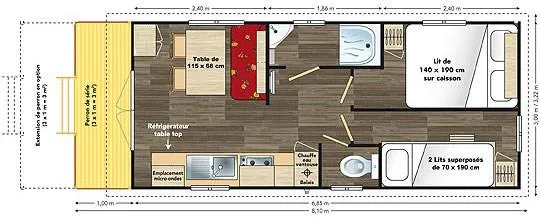 Roulotte Tout Confort - 2 Chambres - Esprit Cosy - Kitchenette, Salle De Bain Et Toilettes