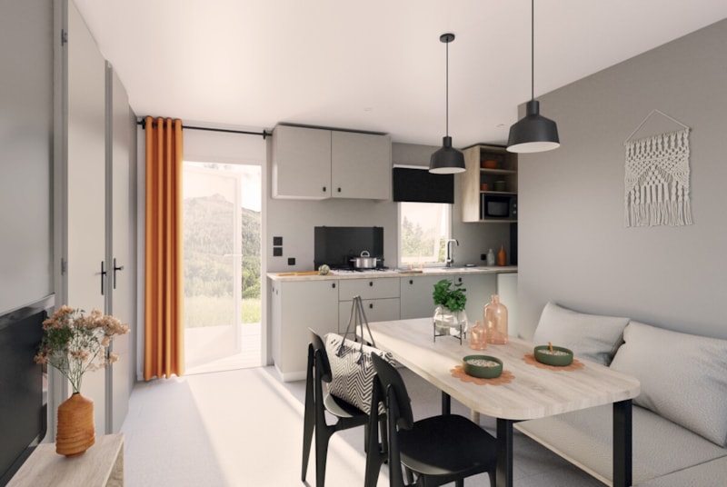 Mobilheim TAILLON 2 slaapkamers TV LV Air conditioner Terrasse semi-couverte