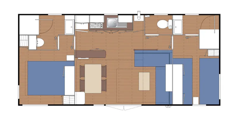 Mobil-Home Gamme Confort Plus - 2 Chambres + 2 Salles De Bain+ Terrasse-4 Pers.