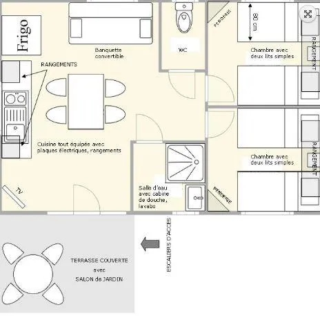 Chalet Confort 35M² 2 Chambres - Climatisation + Tv + Terrasse Couverte