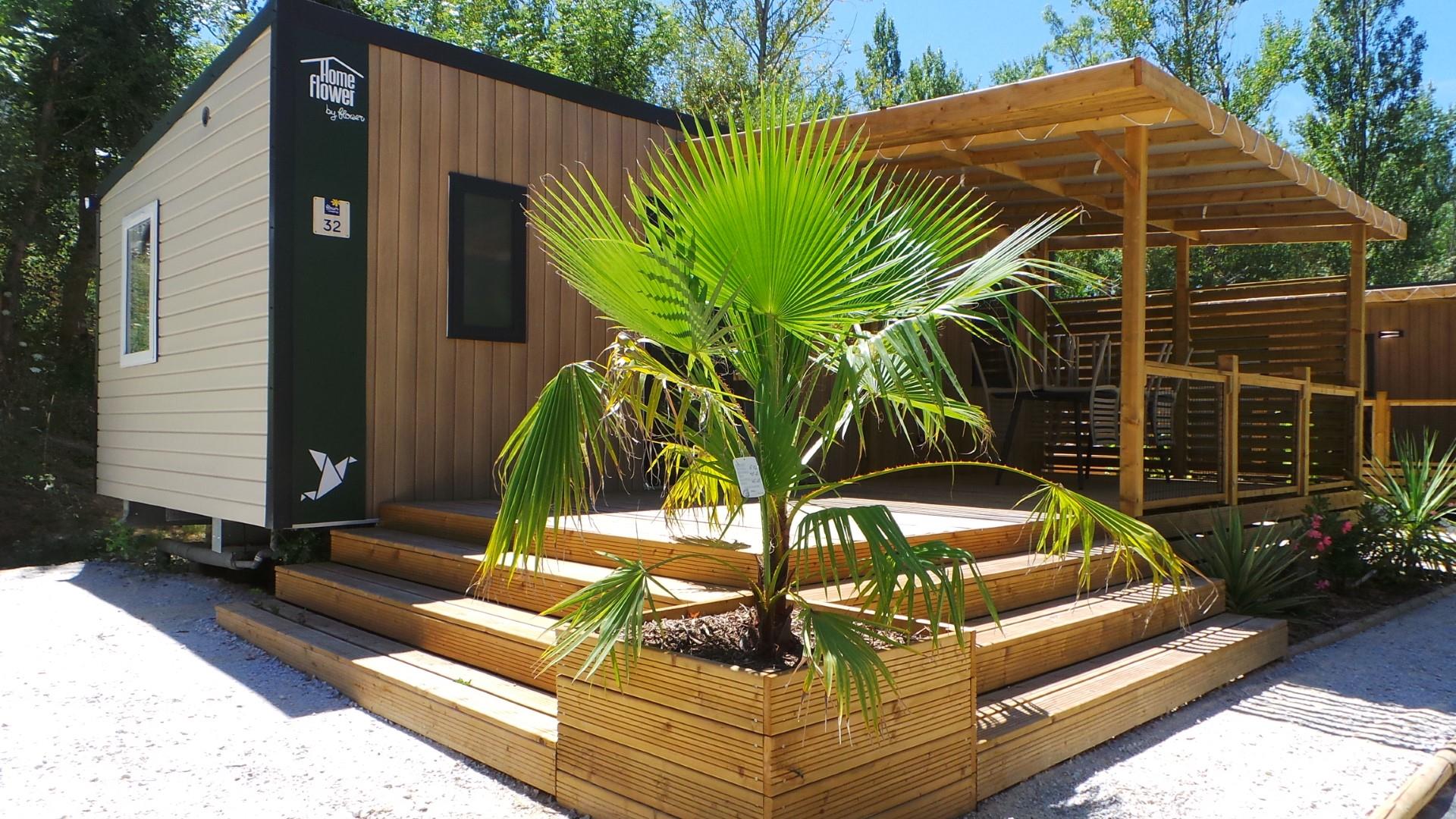 Location - Home Flower Premium 32M² 3 Chambres + Terrasse + Lv + Tv + Climatisation - Camping du Lac de la Thésauque