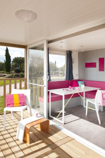 Mobile-home Confort 33m² 2 bedrooms + air-conditioning + TV + Dishwasher + sheltered terrace