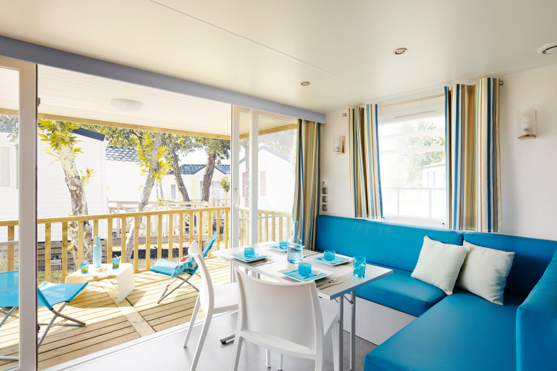 Mobil-home Confort 33m² 2 chambres + Climatisation + TV + LV + terrasse couverte