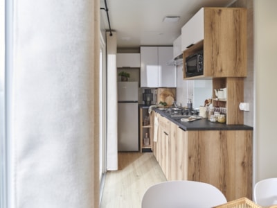 Mobile-home riviera Confort25m² - 2 bedrooms + air-conditioning + TV + sheltered terrace