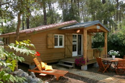 Location - Chalet Charlay En Bois Avec Terrasse - 35 M² Avec Climatisation - Camping NAMASTE