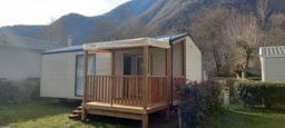 Mietunterkunft - Mobilheim 2 Schlafzimmer + Überdachte Terrasse  - Bergame 2023 - Camping LE PYRENEEN