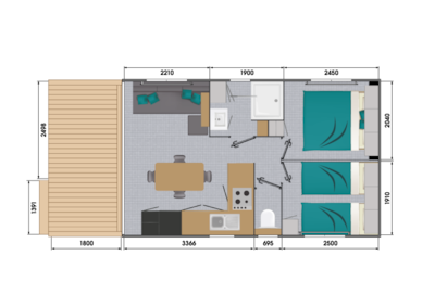 Mobil Home Confort - 2 bedrooms with terrace — 3