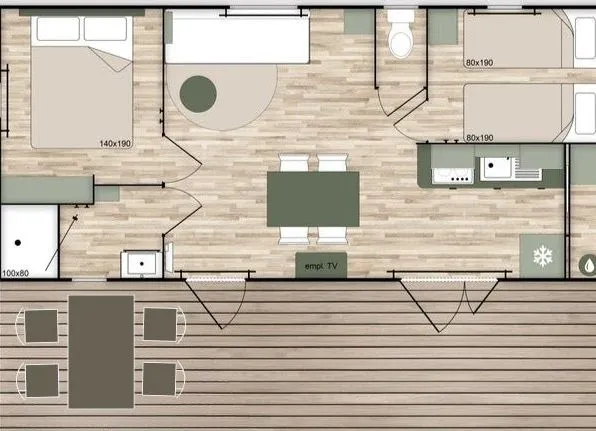 Mobilhome Superieur 2 Chambres Terracotta