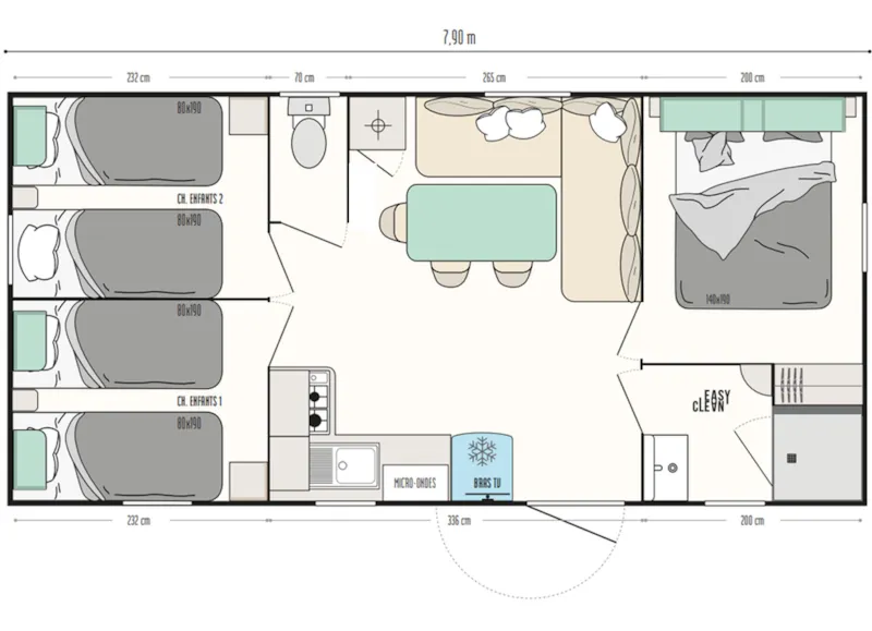 Mobil Home Confort 3 Chambres