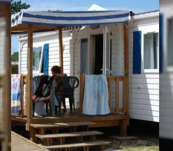 Stacaravan Confort 26m² 2 slaapkamers + Half -schaduwrijk terras voor mindervaliden (strandkant)