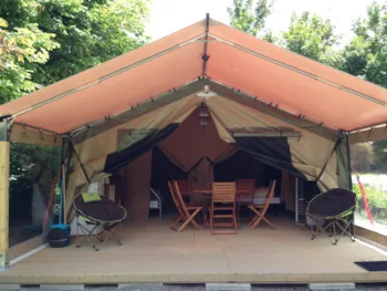 Mietunterkunft - Bungalowzelt Victoria (2 Zimmer, Maximal 5 Personen) - Camping Qualité l'Eden de la Vanoise