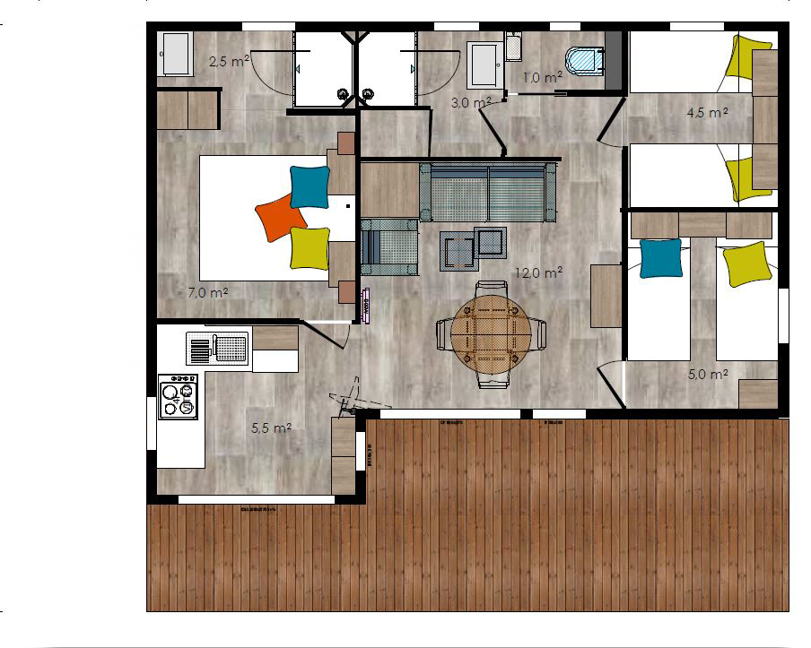 Accommodation - Chalet Premium 40M² (3 Bedrooms, Maximum 6 Persons) - Camping Qualité l'Eden de la Vanoise