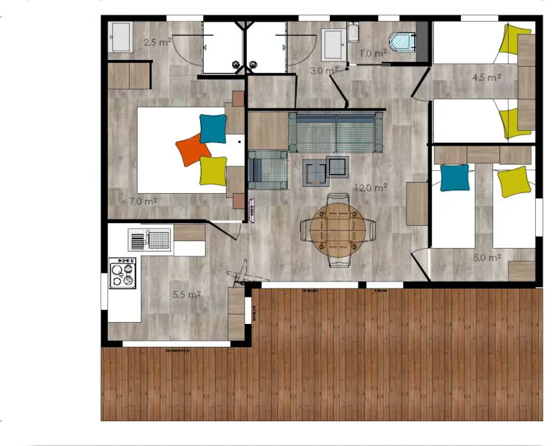 Chalet Premium 40M² (3 Chambres, 2 Salles De Bain, Maximum 6 Personnes)