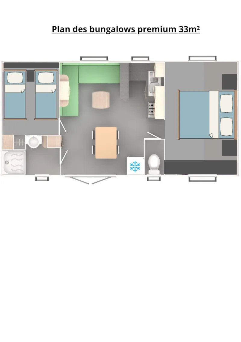 Bungalow Premium 33M² (2 Chambres, Maximum 4 Personnes)