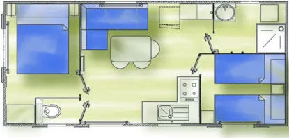 Mobil-Home Rivage 4/5 Pers 1 Camera Da Letto 1 Letto Matrimoniale, 1 Camera Da Letto 3 Letti Singoli, 1 Cucina/Soggiorno Attrezzato, Terrazza