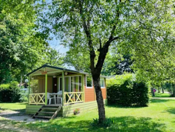 Mietunterkunft - Chalet Nemo 1 Z. 1 Doppelbett, 1 Z. 2 Einzelbetten, Ausgestattete Küche, Geschützte Terrasse - Camping Le Bivouac