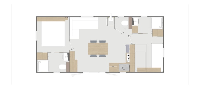 Mobil-Home Acacia 2 35M² - 2 Chambres  2 Salles De Bain Avec Climatisation Et Télévision