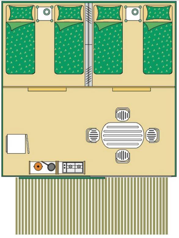 Mietunterkunft - Zeltbungalow Kiwi 25 M² Ohne Sanitäranlagen (2 Zimmer) - Camping Les Ulèzes