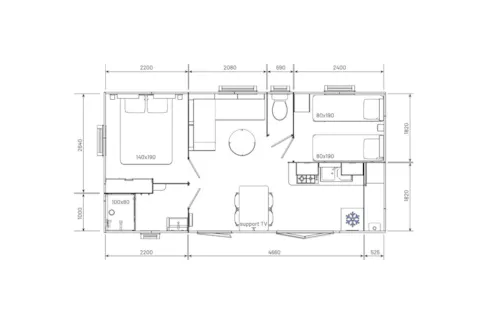 Mietunterkunft - Mobilheim 32M²- 2 Schlafzimmer - Klimatisiert + Geschirrspüler - image n°2 - Camping Les Ulèzes