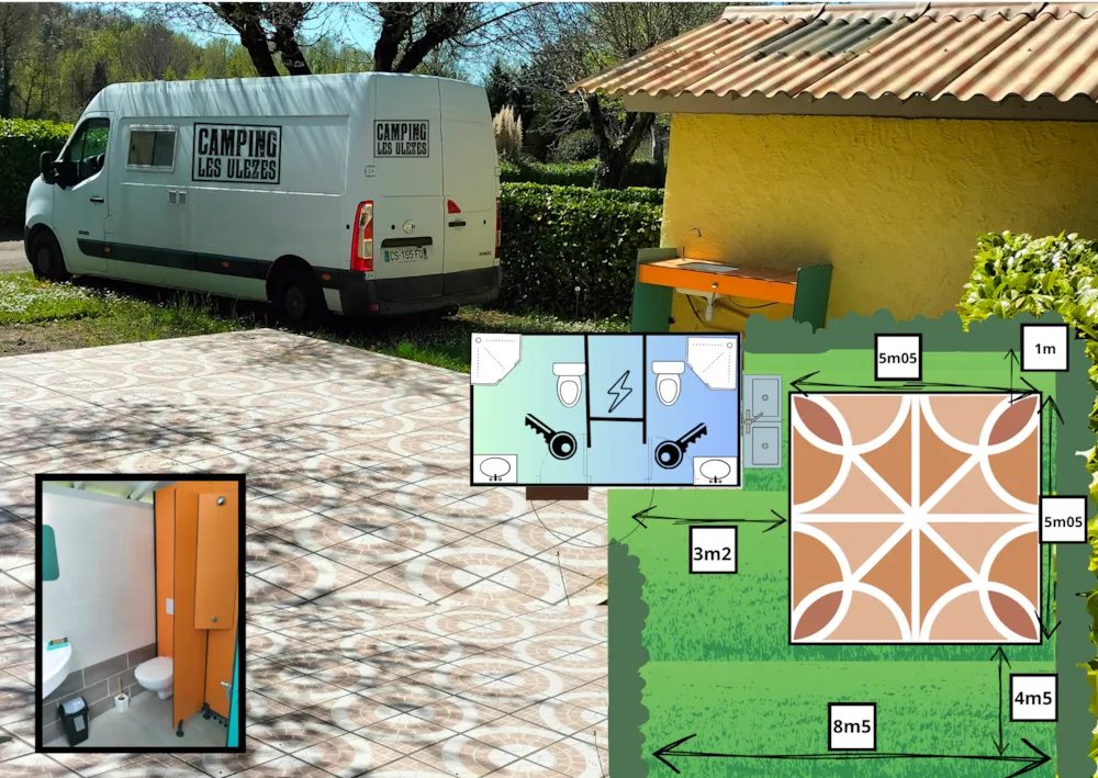 Emplacement - Emplacement + Éléctricité+ Bloc Sanitaire Privé Avec Une Dalle De 5X5m Sur L'emplacement - Camping Les Ulèzes