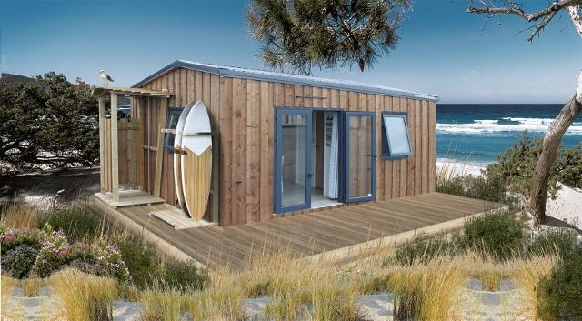 Location - Cabane Surf 2 Chambres, Sanitaires Privés Extérieur, Avec Tv - Camping Paradis Domaine Le Quercy
