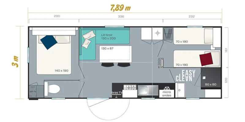 Mobilhome Titania De 2019 Avec Terrasse Couverte, 4P (21,8M²)