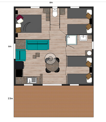 Chalet douglas - with dishwasher - 3 bedrooms - 35m² and covered terrace (2022) — 8
