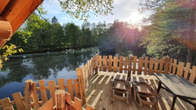 Heron hut (in the trees) overlooking the pond - 2021 — 2