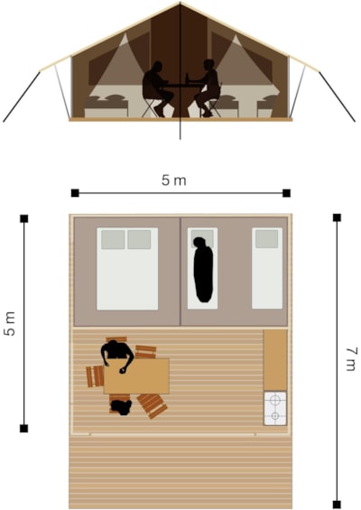 Lodge tent Insolite nature - 2 bdrms - without sanitary facilities