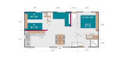 Mobil-home Privilège Saint Cirq Lapopie 2 Bedrooms - TV